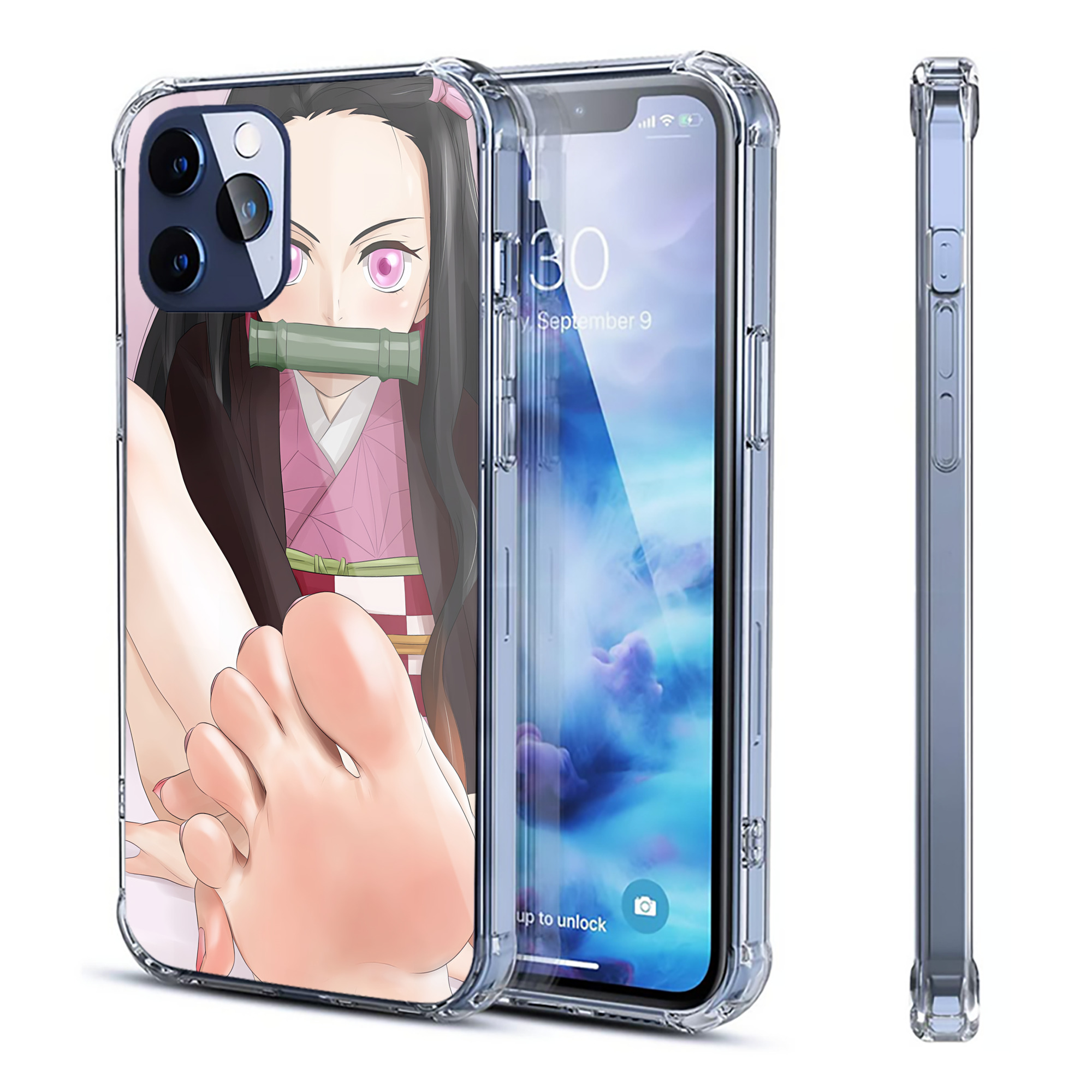 （画像用） 鬼滅の刃（きめつのやいば）竈門 禰󠄀豆子／かまど ねずこ Kamado Nezuko 【iPhone 12シリーズ対応】透明スマホケース（クリアソフトケース）